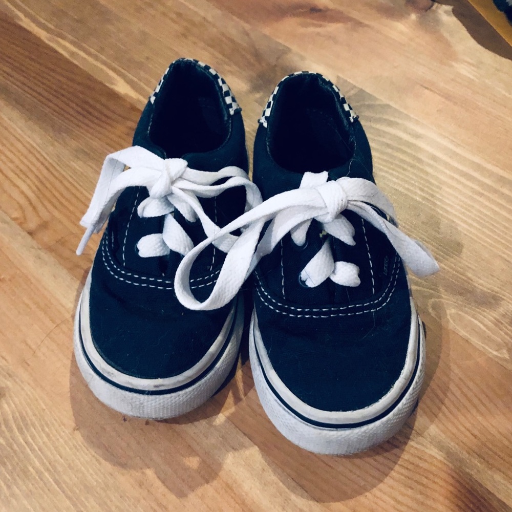Navy Blue Checker Toddler Vans